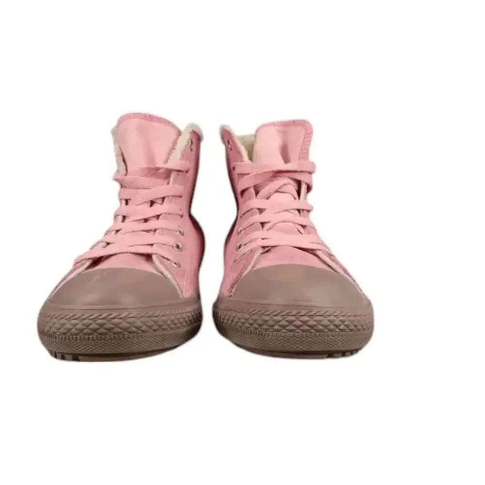 Converse Shoes Kids 6 Sneakers Chuck Taylor All Star Leather Faux Fur Pink Brown